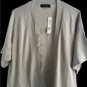 August Silk Light beige Short Sleeve Cardigan